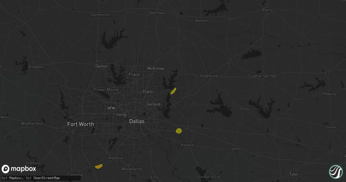 Hail map in Lavon, TX on June 2, 2026