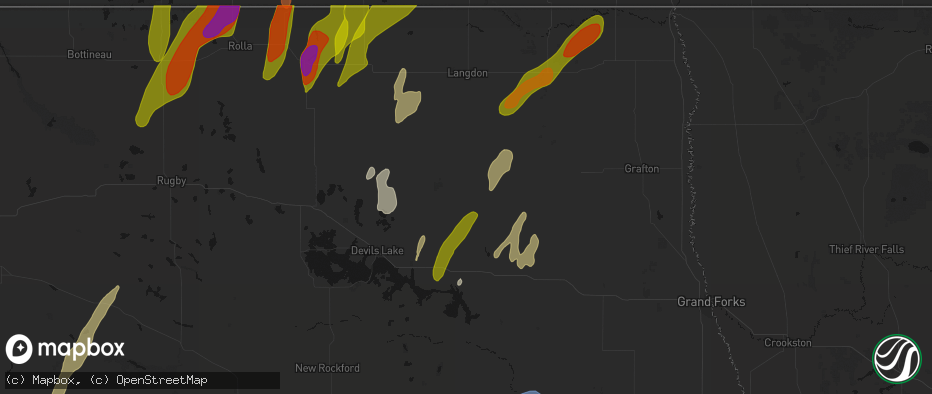 Hail map in Lawton, ND on June 2, 2026