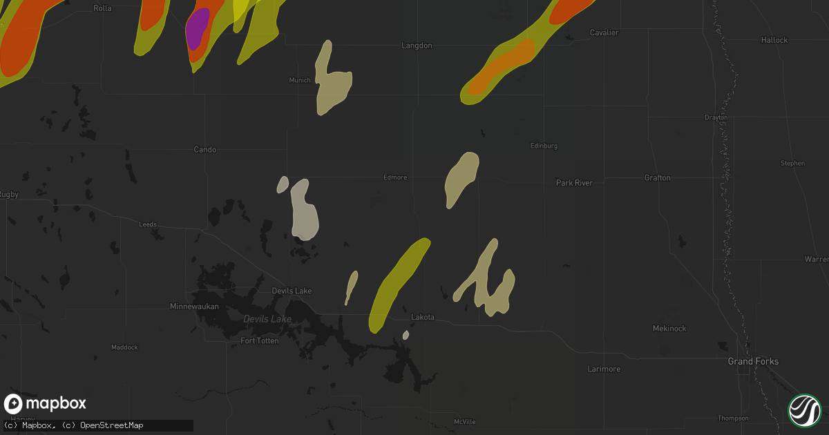 Hail map in Lawton, ND on June 2, 2026