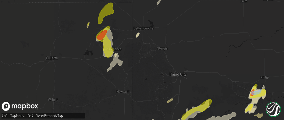Hail map in Lead, SD on June 2, 2026