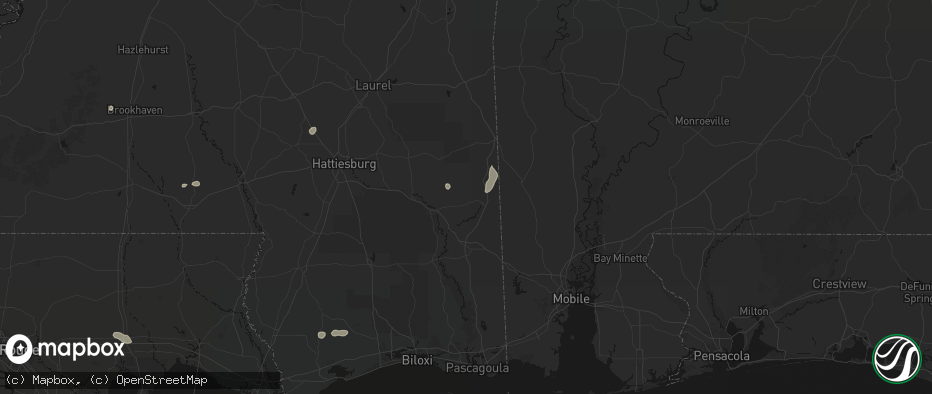 Hail map in Leakesville, MS on June 2, 2026