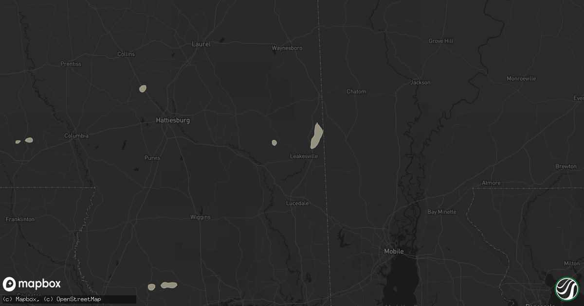 Hail map in Leakesville, MS on June 2, 2026