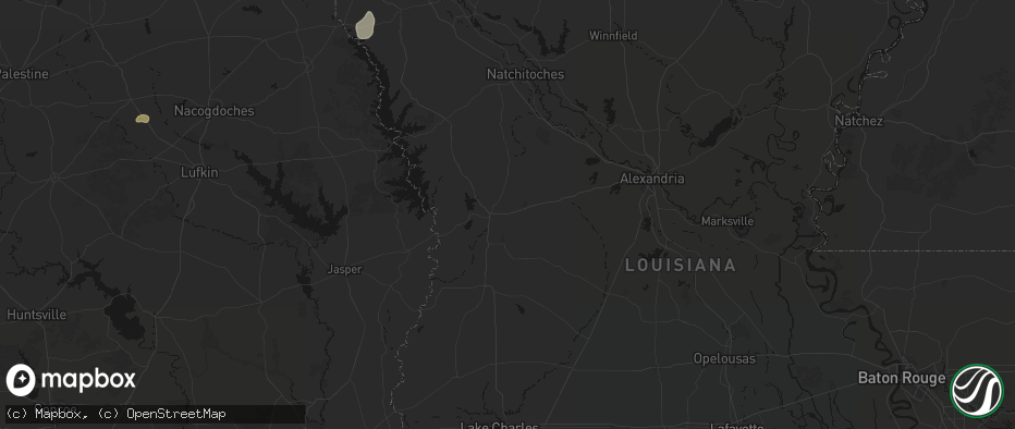 Hail map in Leesville, LA on June 2, 2026