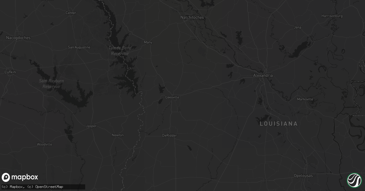Hail map in Leesville, LA on June 2, 2026