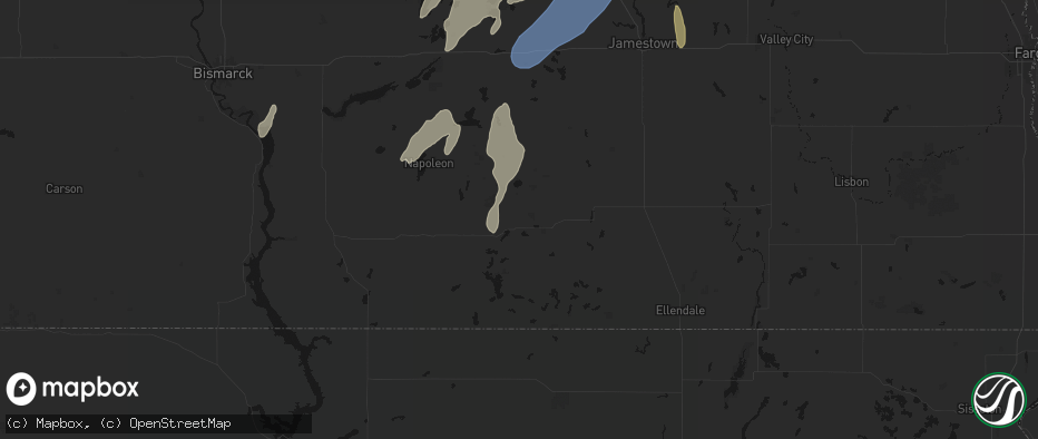 Hail map in Lehr, ND on June 2, 2026