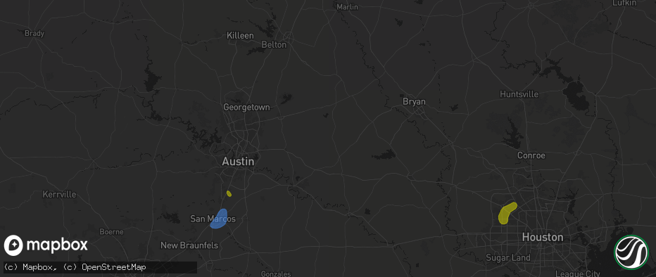 Hail map in Lexington, TX on June 2, 2026