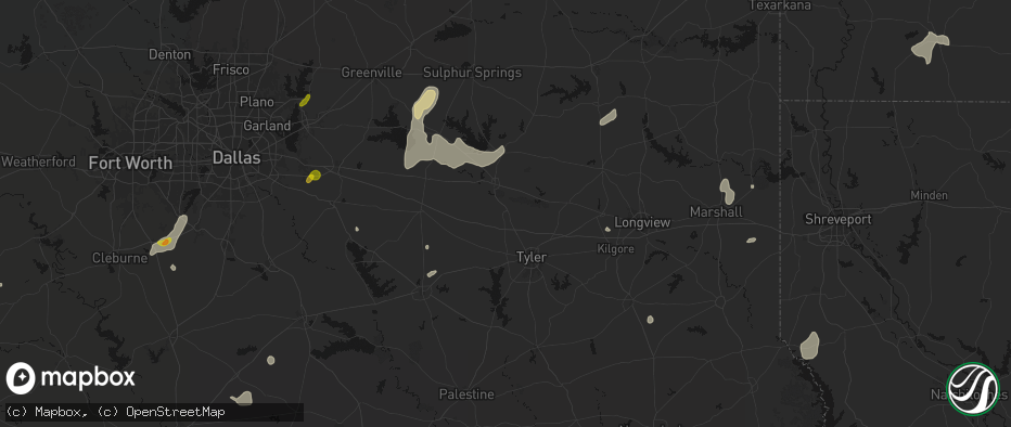 Hail map in Lindale, TX on June 2, 2026