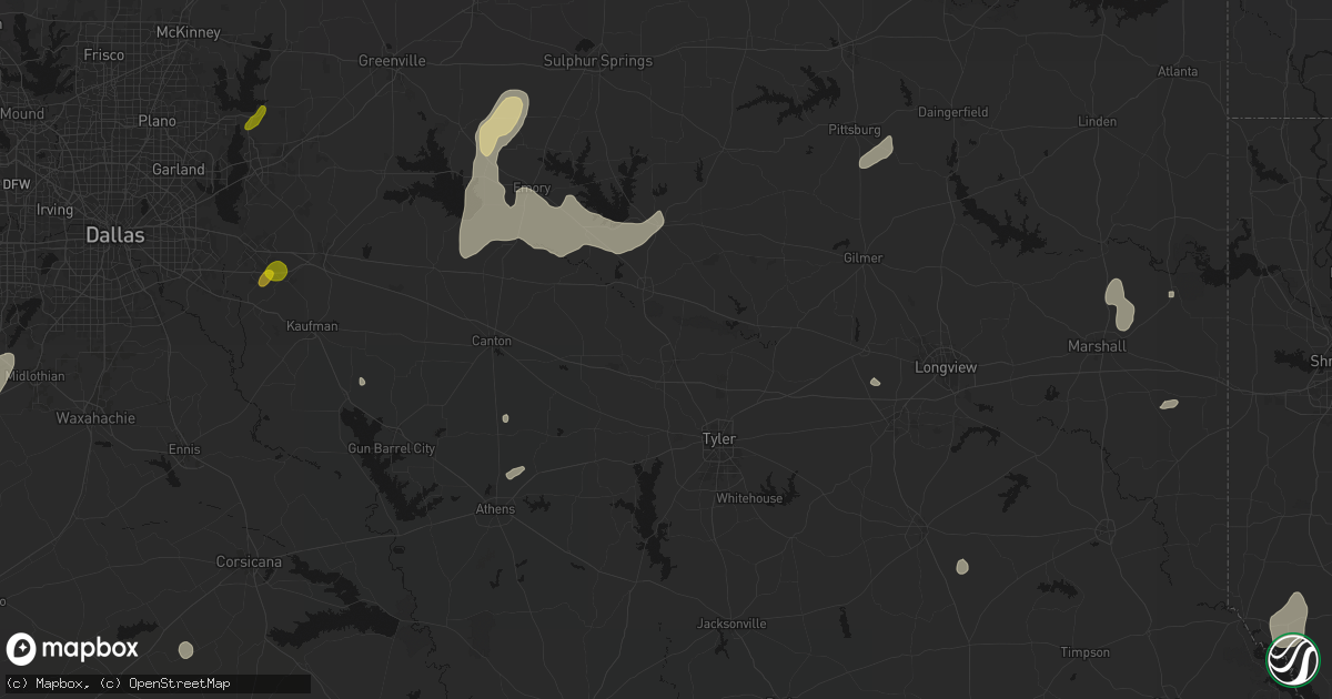 Hail map in Lindale, TX on June 2, 2026