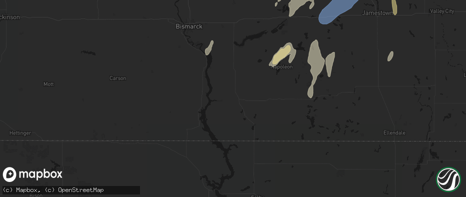 Hail map in Linton, ND on June 2, 2026