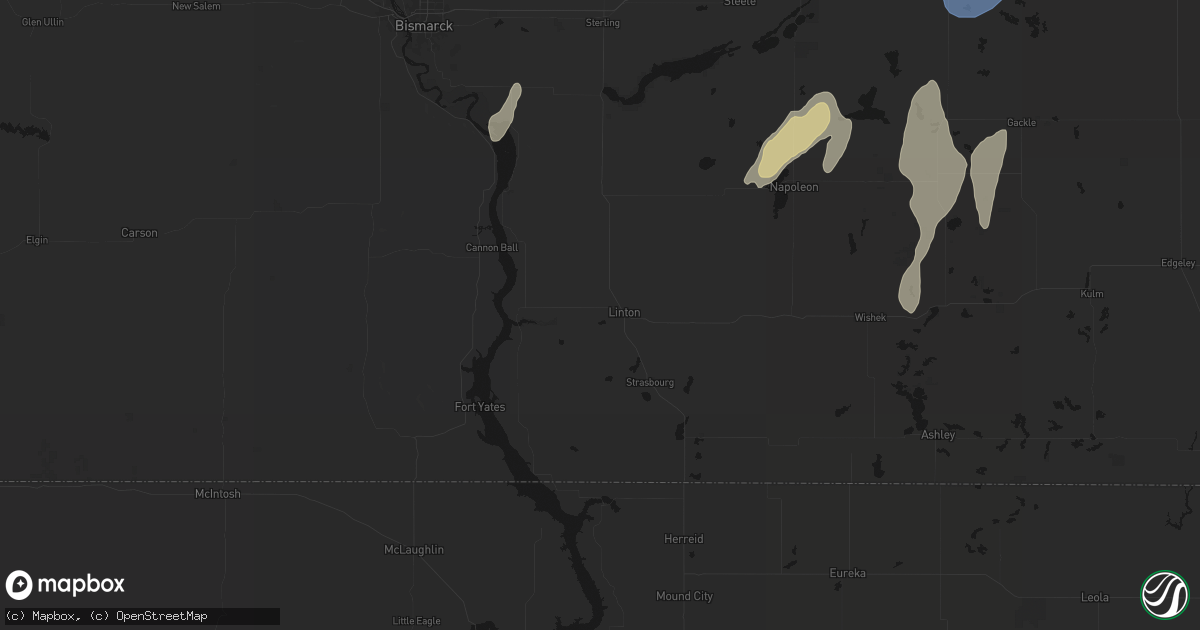 Hail map in Linton, ND on June 2, 2026