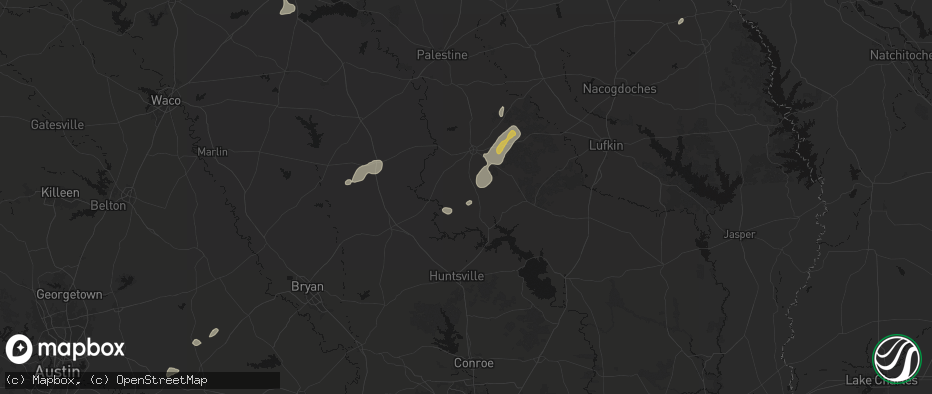Hail map in Lovelady, TX on June 2, 2026