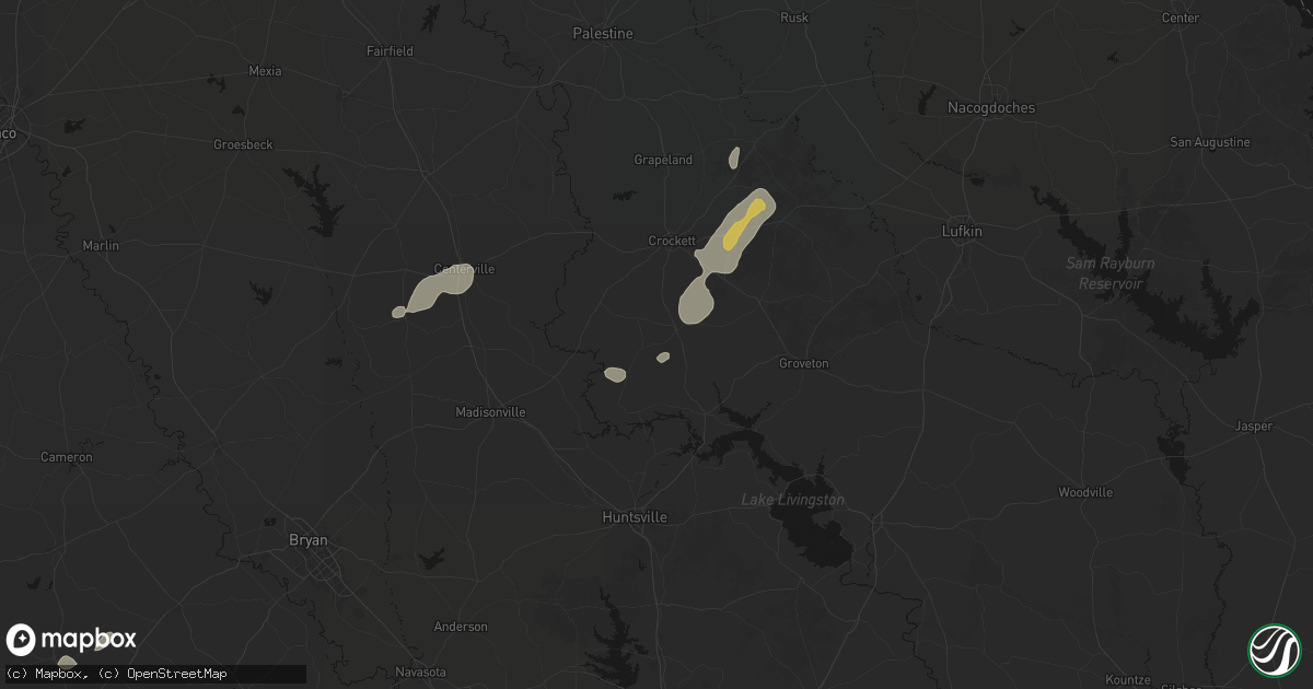 Hail map in Lovelady, TX on June 2, 2026