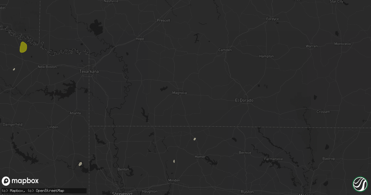Hail map in Magnolia, AR on June 2, 2026