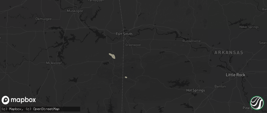 Hail map in Mansfield, AR on June 2, 2026