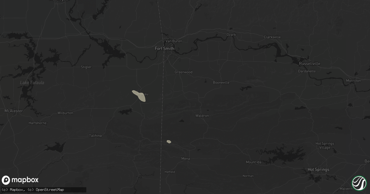 Hail map in Mansfield, AR on June 2, 2026
