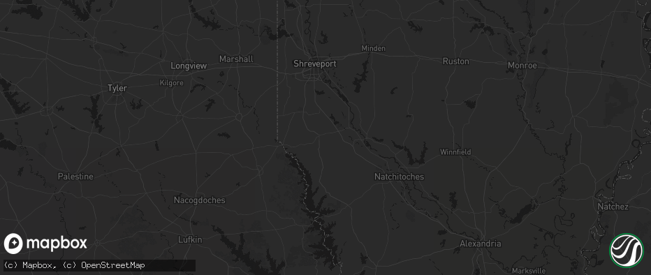 Hail map in Mansfield, LA on June 2, 2026