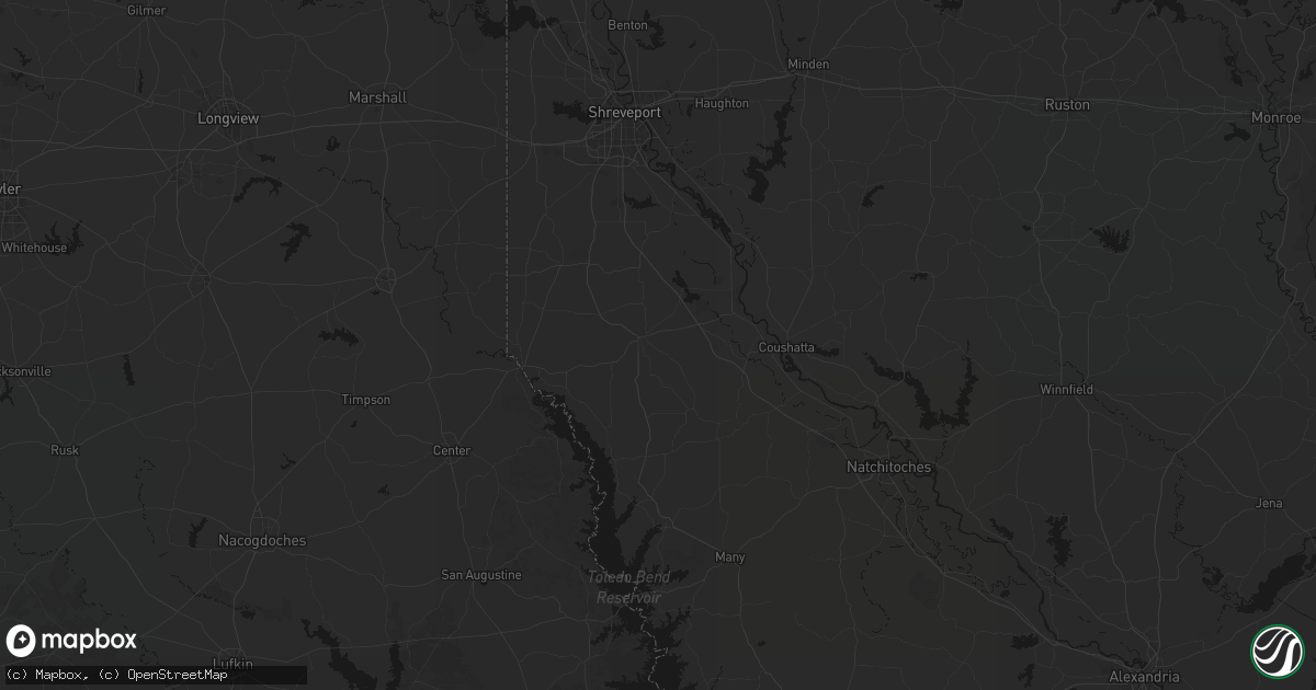 Hail map in Mansfield, LA on June 2, 2026