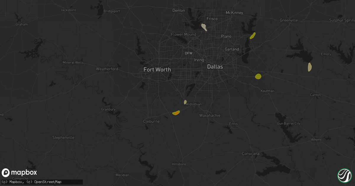 Hail map in Mansfield, TX on June 2, 2026