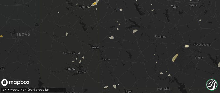 Hail map in Mart, TX on June 2, 2026