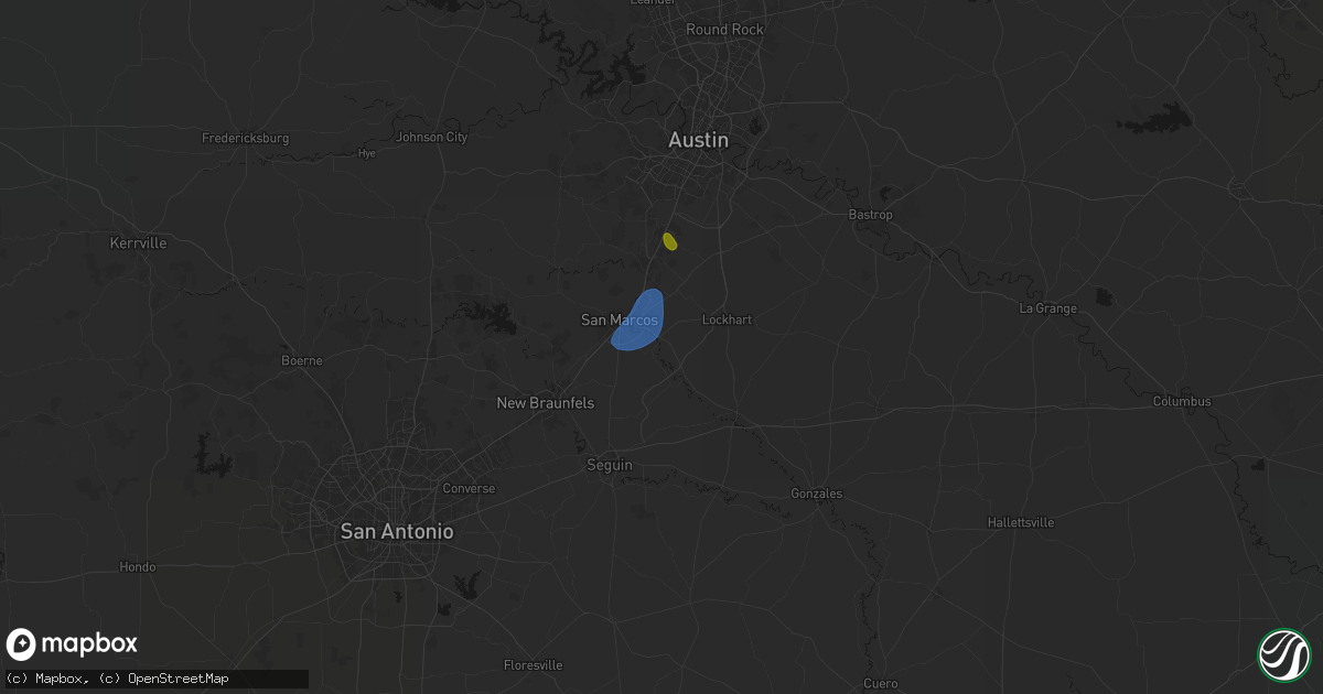 Hail map in Martindale, TX on June 2, 2026