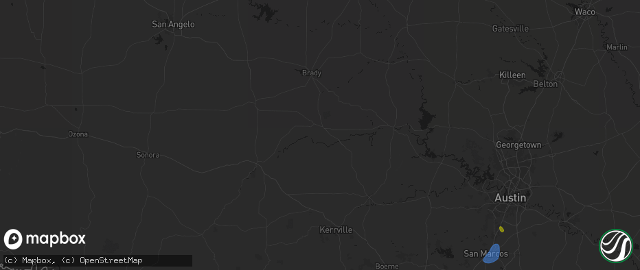 Hail map in Mason, TX on June 2, 2026