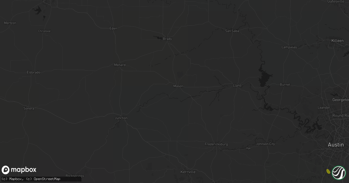 Hail map in Mason, TX on June 2, 2026