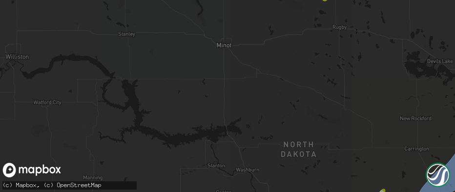 Hail map in Max, ND on June 2, 2026