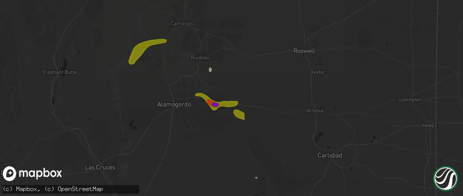 Hail map in Mayhill, NM on June 2, 2026