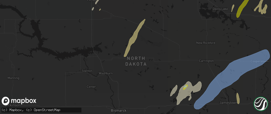 Hail map in Mcclusky, ND on June 2, 2026