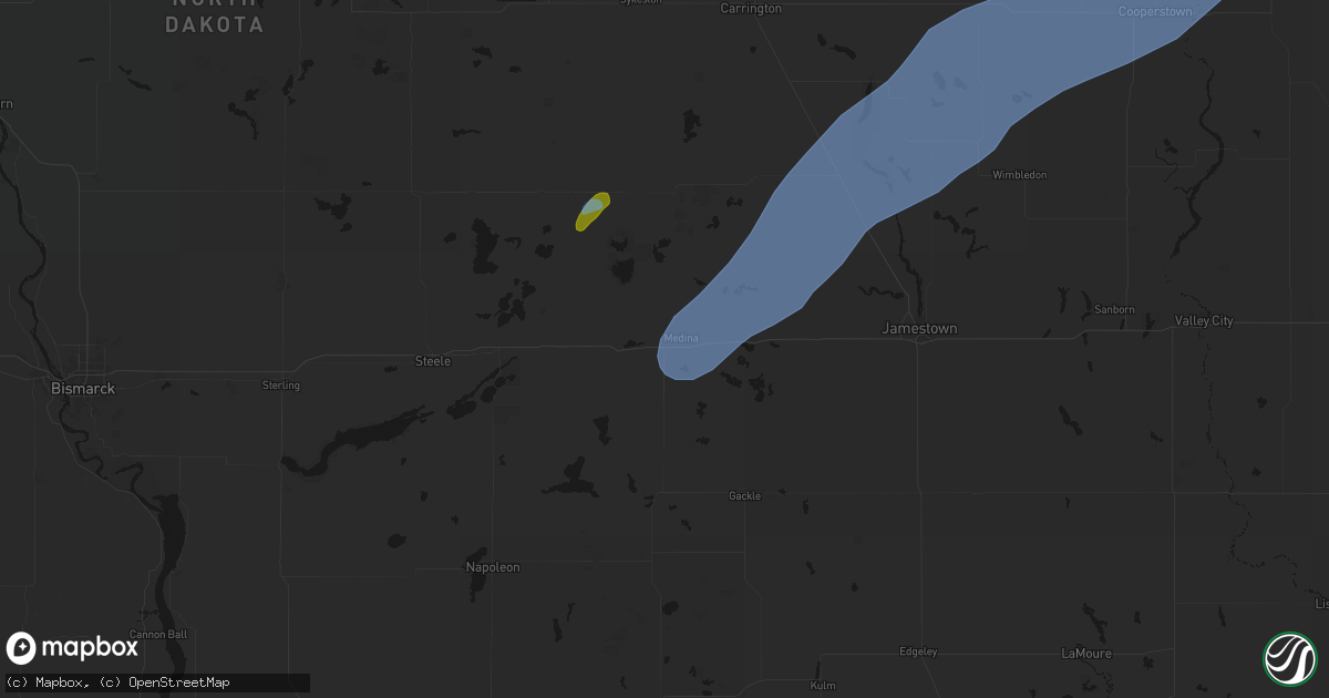 Hail map in Medina, ND on June 2, 2026