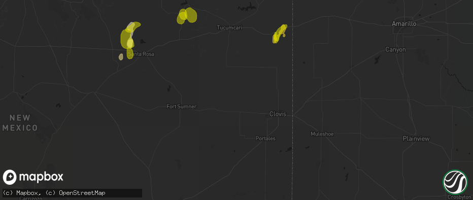 Hail map in Melrose, NM on June 2, 2026
