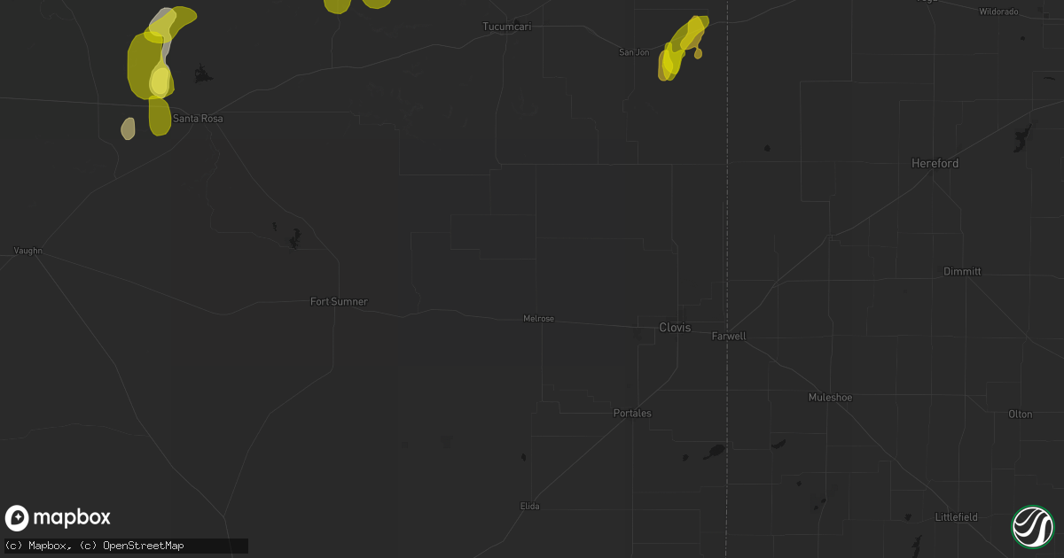 Hail map in Melrose, NM on June 2, 2026