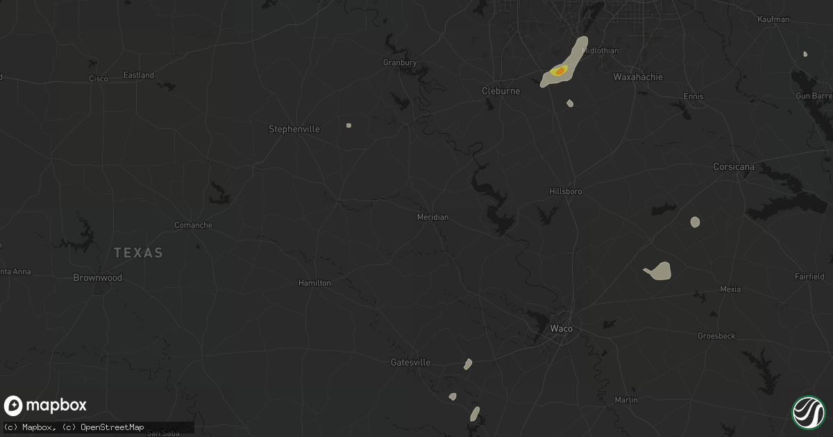 Hail map in Meridian, TX on June 2, 2026