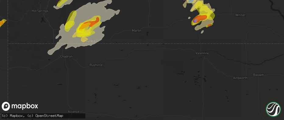 Hail map in Merriman, NE on June 2, 2026