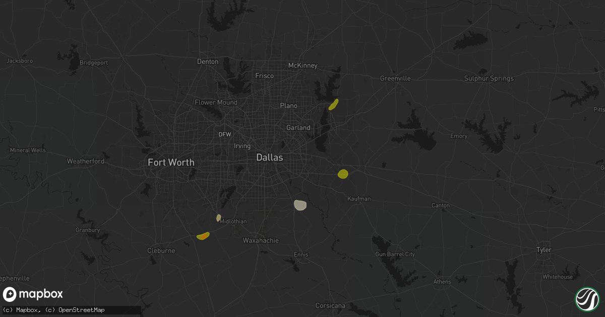 Hail map in Mesquite, TX on June 2, 2026