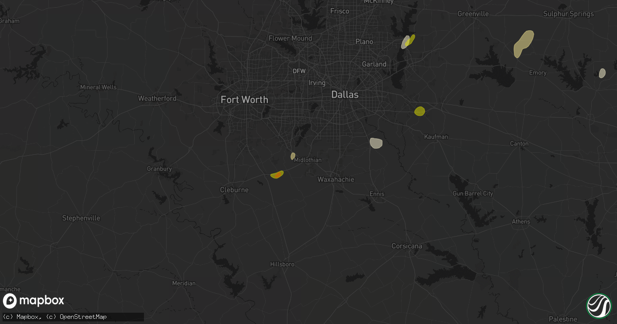Hail map in Midlothian, TX on June 2, 2026