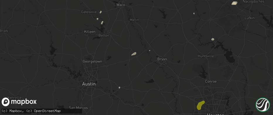 Hail map in Milano, TX on June 2, 2026