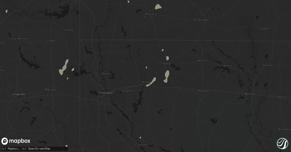 Hail map in Minden, LA on June 2, 2026