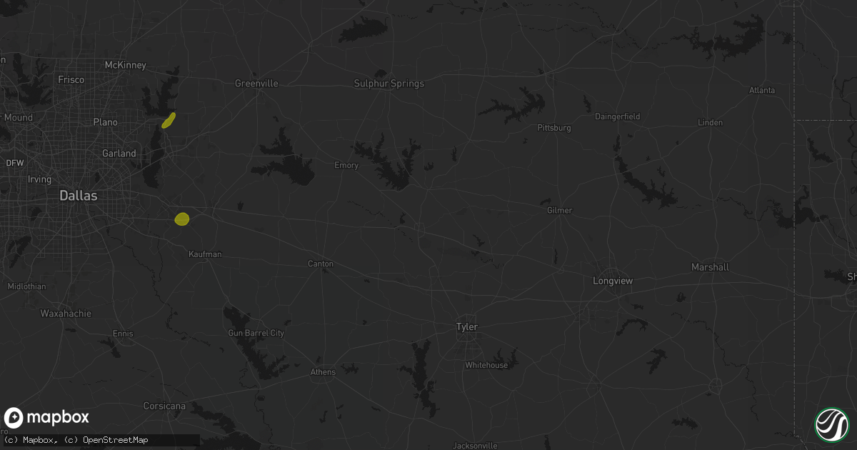 Hail map in Mineola, TX on June 2, 2026