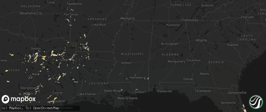 Hail map in Mississippi on June 2, 2026