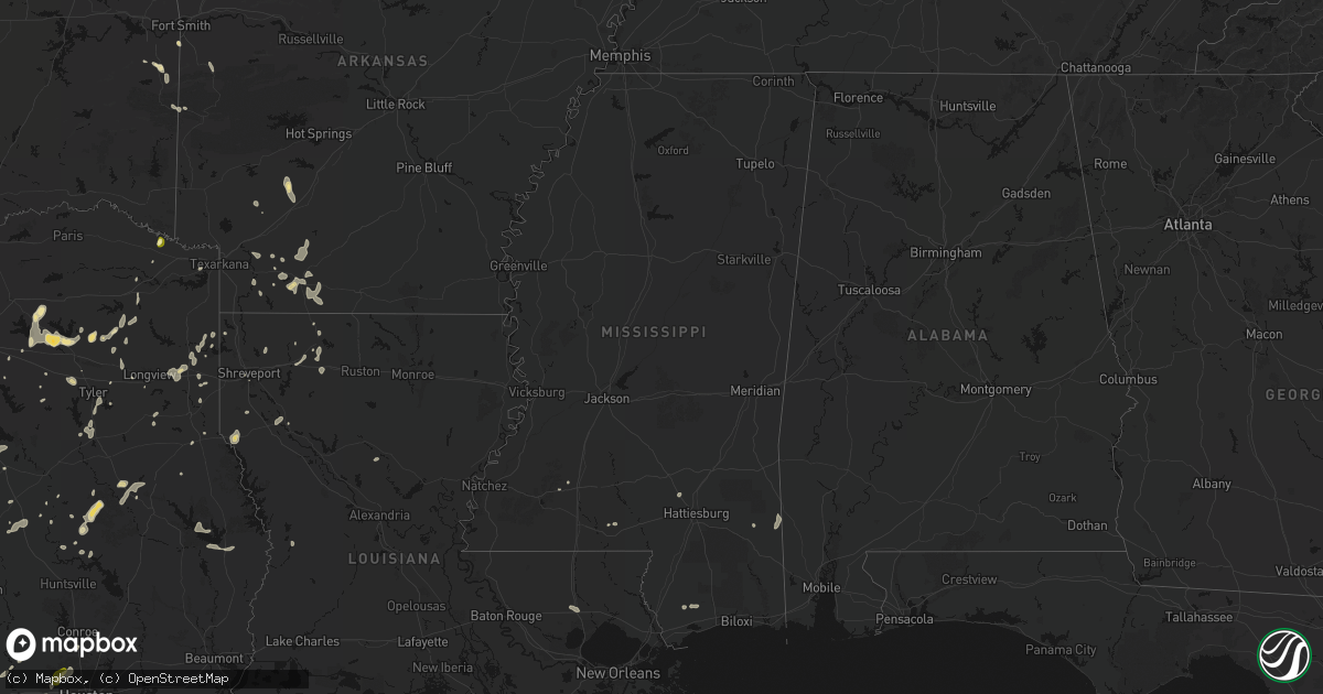 Hail map in Mississippi on June 2, 2026