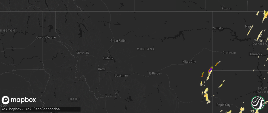 Hail map in Montana on June 2, 2026
