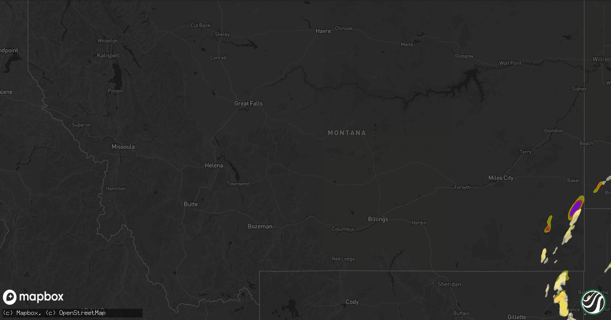 Hail map in Montana on June 2, 2026