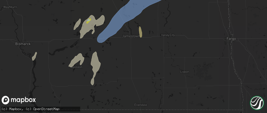 Hail map in Montpelier, ND on June 2, 2026