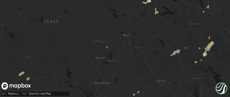 Hail map in Moody, TX on June 2, 2026