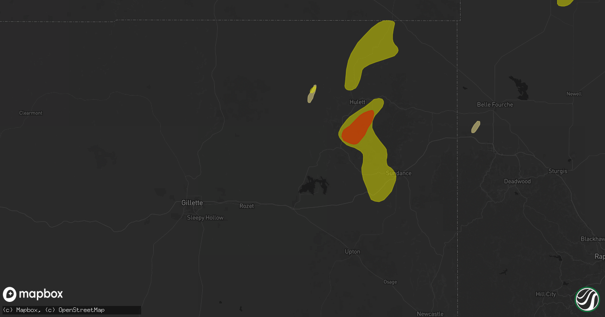 Hail map in Moorcroft, WY on June 2, 2026