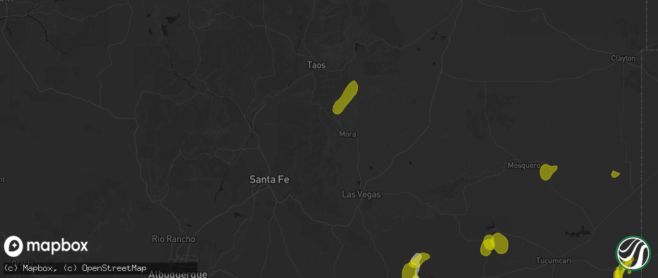 Hail map in Mora, NM on June 2, 2026