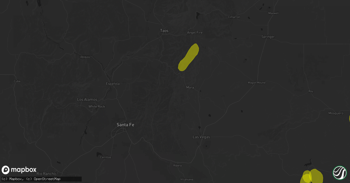 Hail map in Mora, NM on June 2, 2026