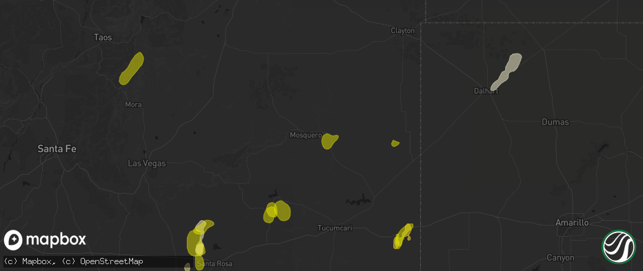 Hail map in Mosquero, NM on June 2, 2026
