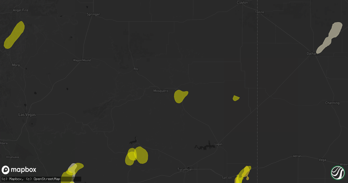 Hail map in Mosquero, NM on June 2, 2026